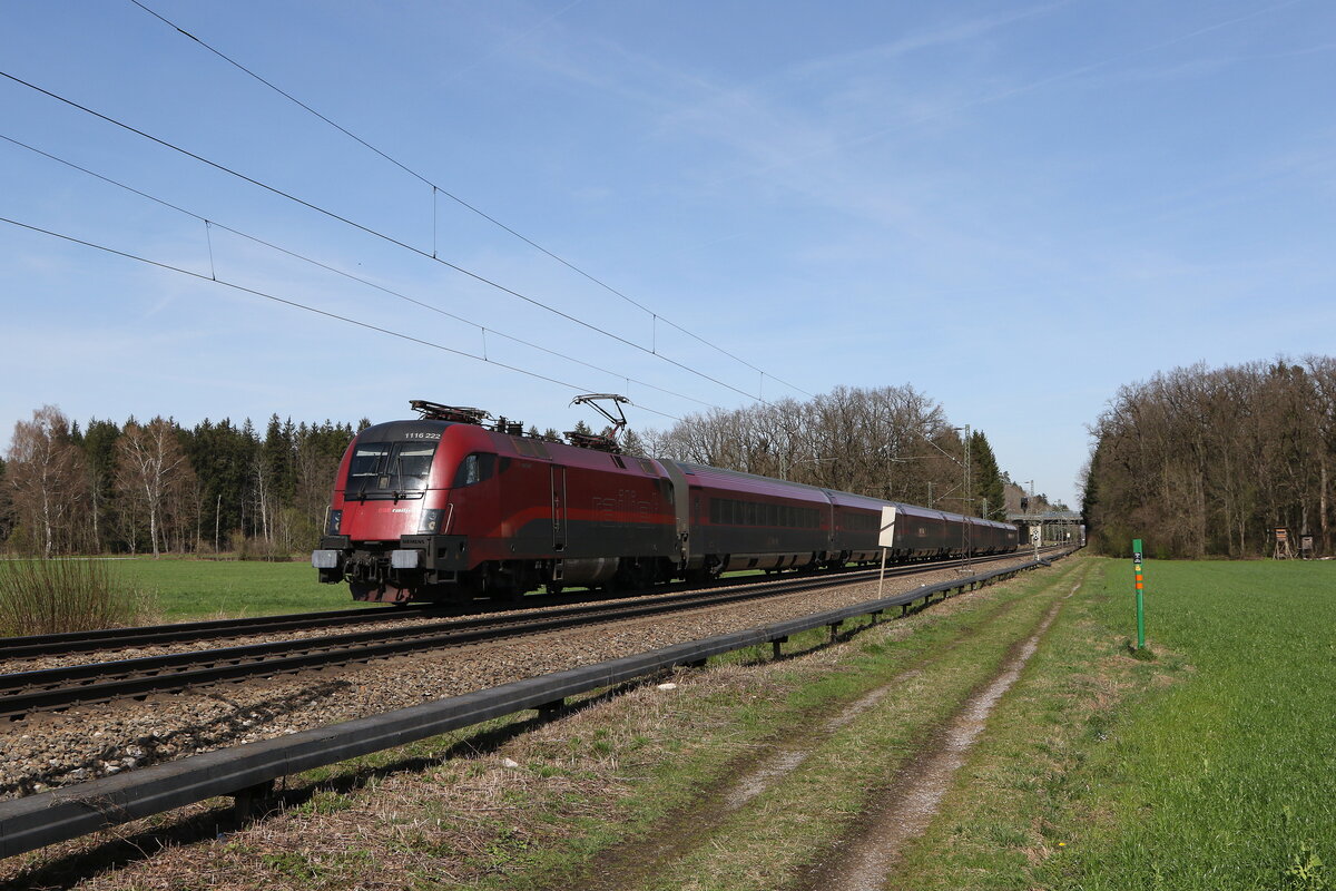 1116 222 war am 20. M�rz 2024 nach Innsbruck unterwegs. Aufgenommen bei Brannenburg im Inntal.