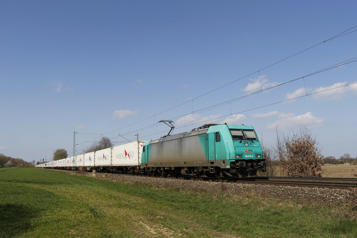 185 617 der  Mindener Kreisbahn  aus Bremerhaven kommend am 30. M�rz 2019 bei Bremen-Mahndorf.