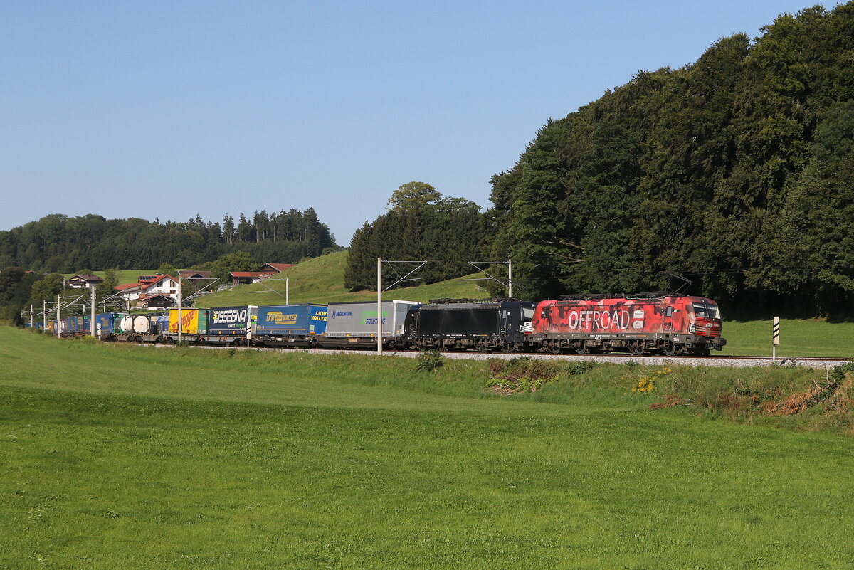 193 555  OFFROAD  mit einem KLV am 22. August 20223 bei Axdorf.