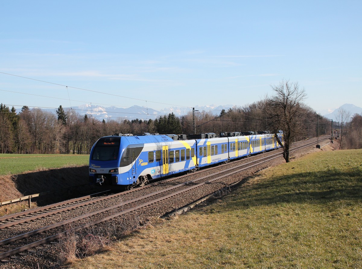 ET 310 ist am 7. M�rz 2015 bei Hilperting in Richtung M�nchen unterwegs.