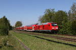 245 014 war am 29. April 2025 in Thann/Matzbach auf dem Weg nach M�hldorf.